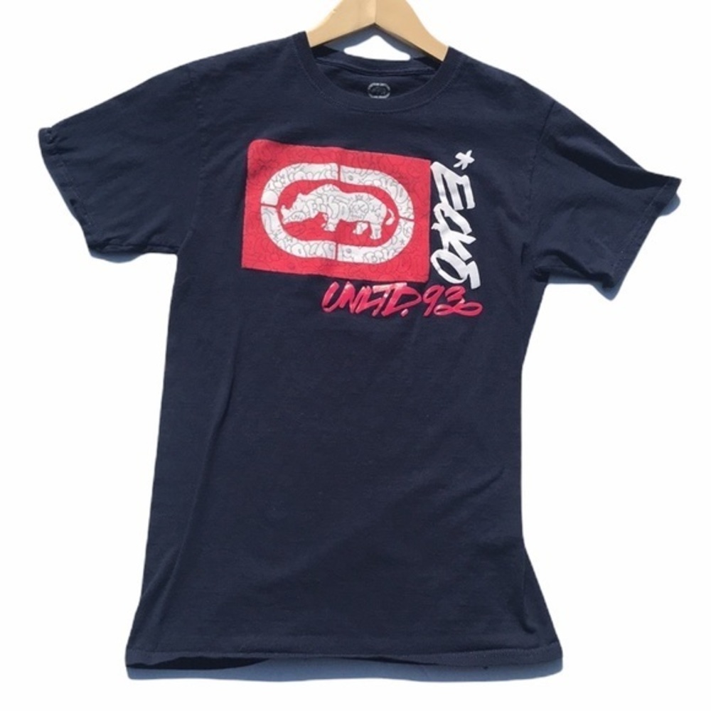 Vintage Ecko Unlimitied Navy Blue Graphic Short Sleeve Tee Shirt